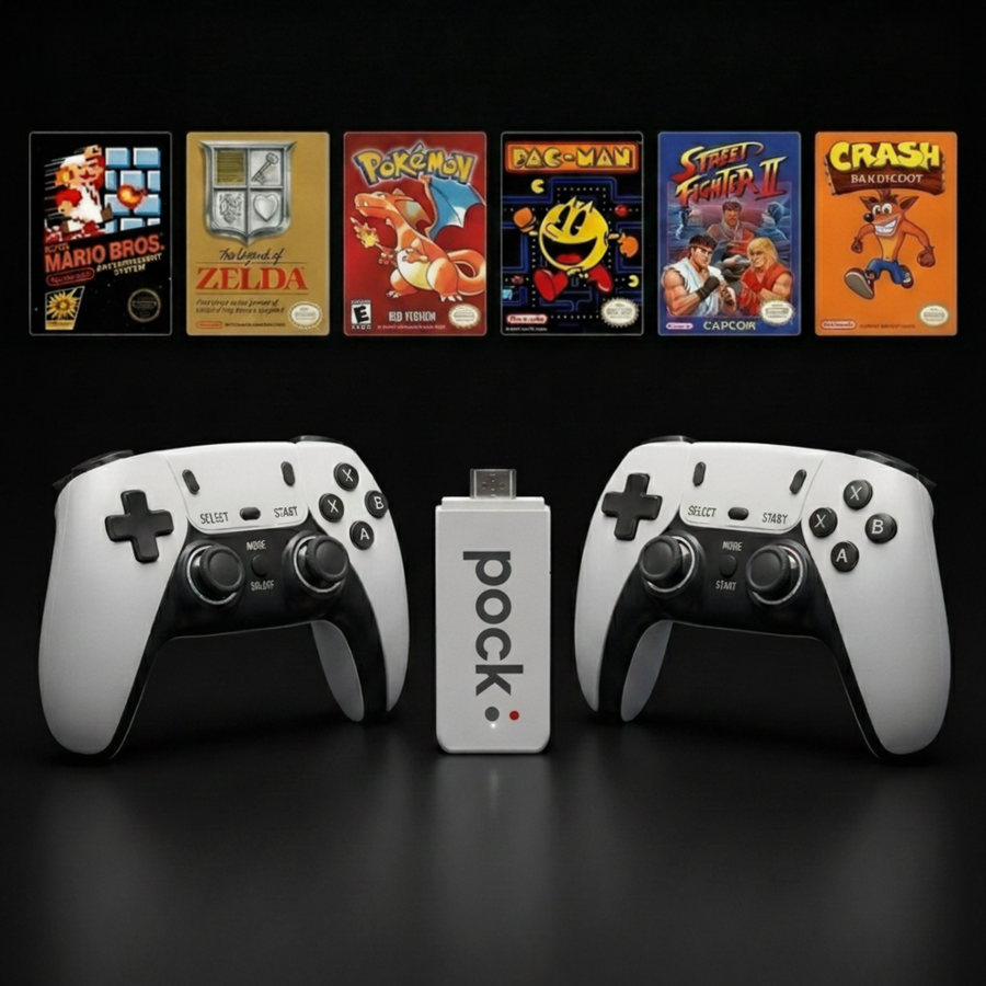 POCK STICK TV game stick with two wireless controllers